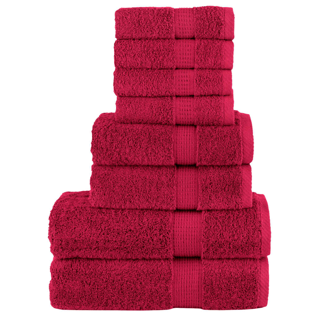 VidaXL 8-delige Handdoekenset SOLUND 600 g m² rood