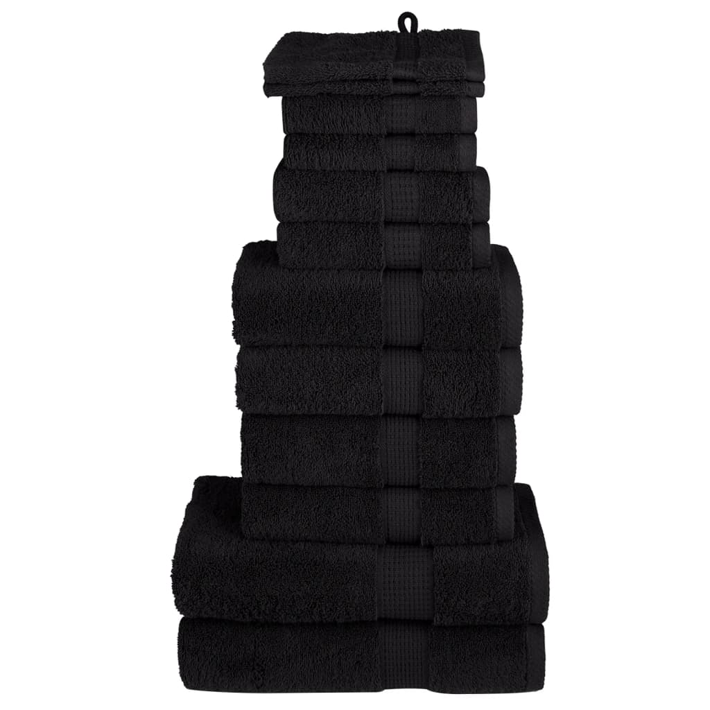 Vidaxl 12-piece towel set Solund 600 g m² Black