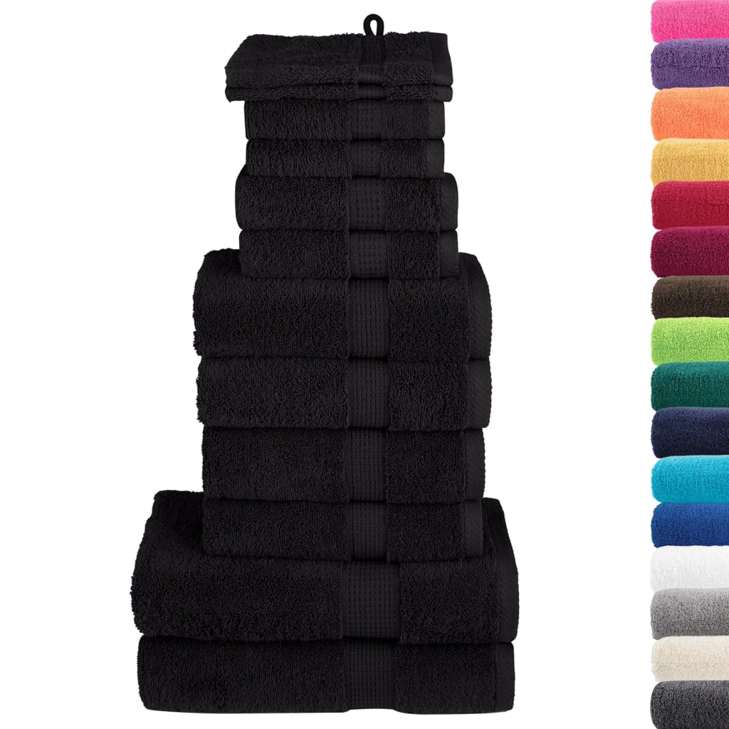 Vidaxl Set de serviette de 12 pièces Solund 600 g m² noir