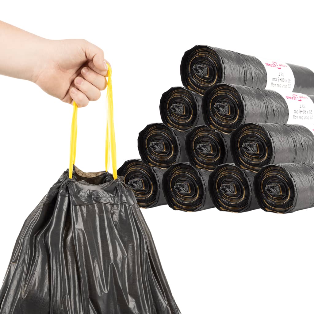 Vidaxl garbage bags with draw killings 250 st 60 l black