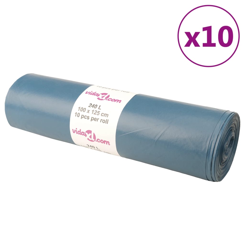 VidaXL Vuilniszakken 100 st 240 l blauw