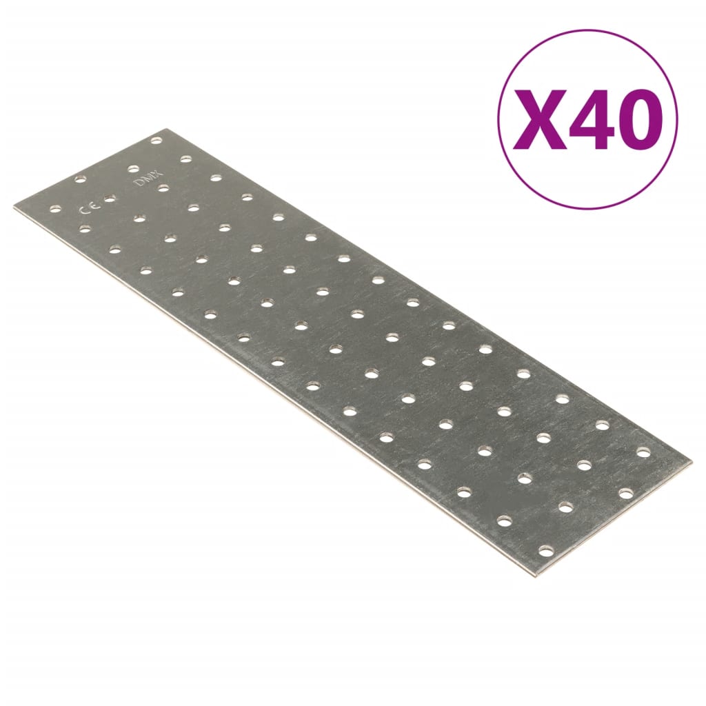 VidaXL Platen geperforeerd 40 st 2 mm 300x80 mm gegalvaniseerd staal