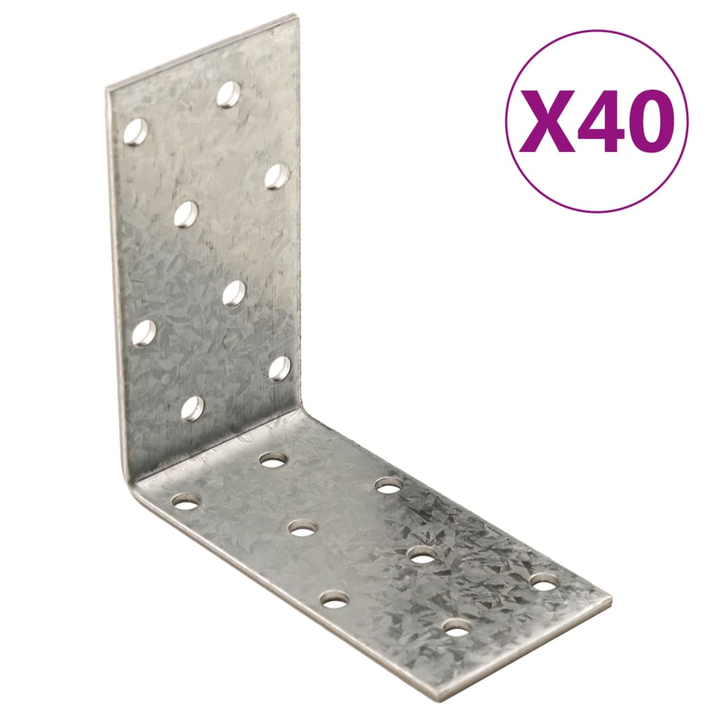 Wsporniki Vidaxl Hoek 40 sztuk 2 mm 80x40x80 mm stal ocynkowana