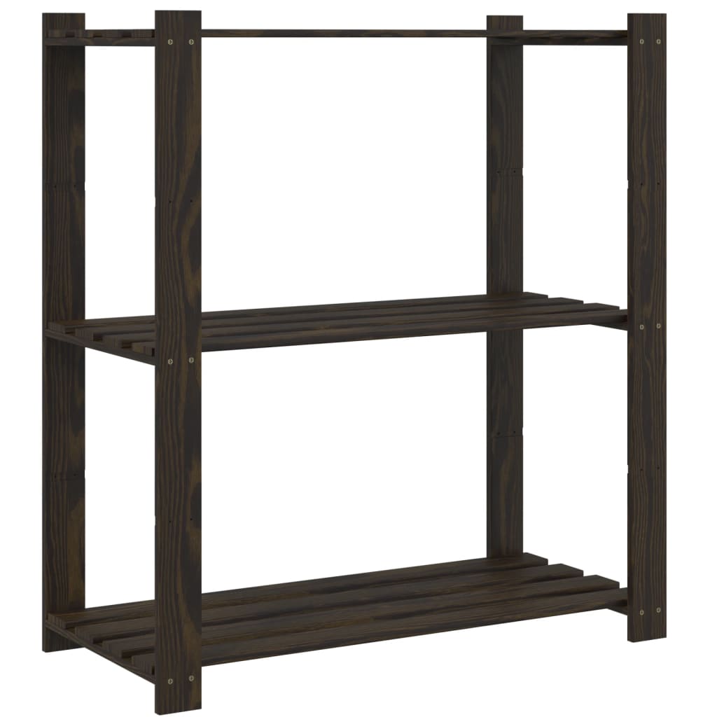 Vidaxl Storage Rack 3-lag 80x38x90 cm Solid furu tre svart