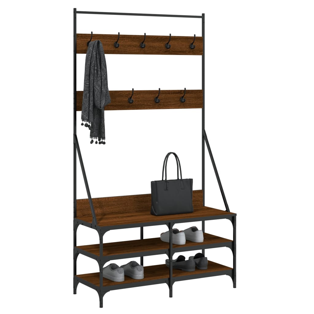 VIDAXL -Kleidung Rack mit Schuhregal 100x40x184 cm Braune Eiche Farbe