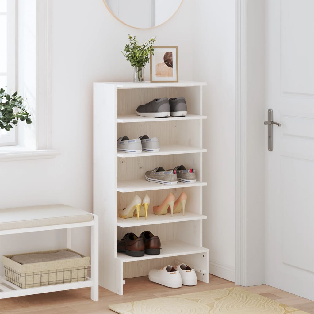 Armoire à chaussures vidaxl 52x30x104 cm en pin massif blanc