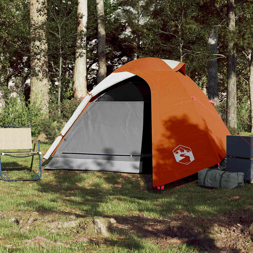 Vidaxl Dome Tenda 3 persone impermeabili grigio e arancione