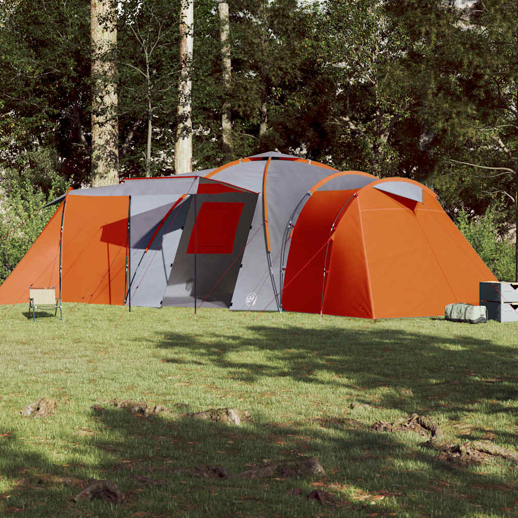 Vidaxl Dome Zelt 12-Personen wasserdichtes Grau und Orange