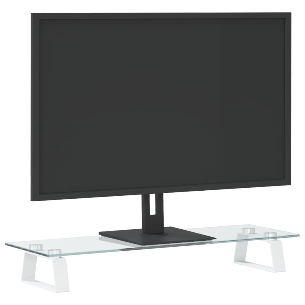 VidaXL Monitorstandaard 60x20x8 cm gehard glas en metaal wit