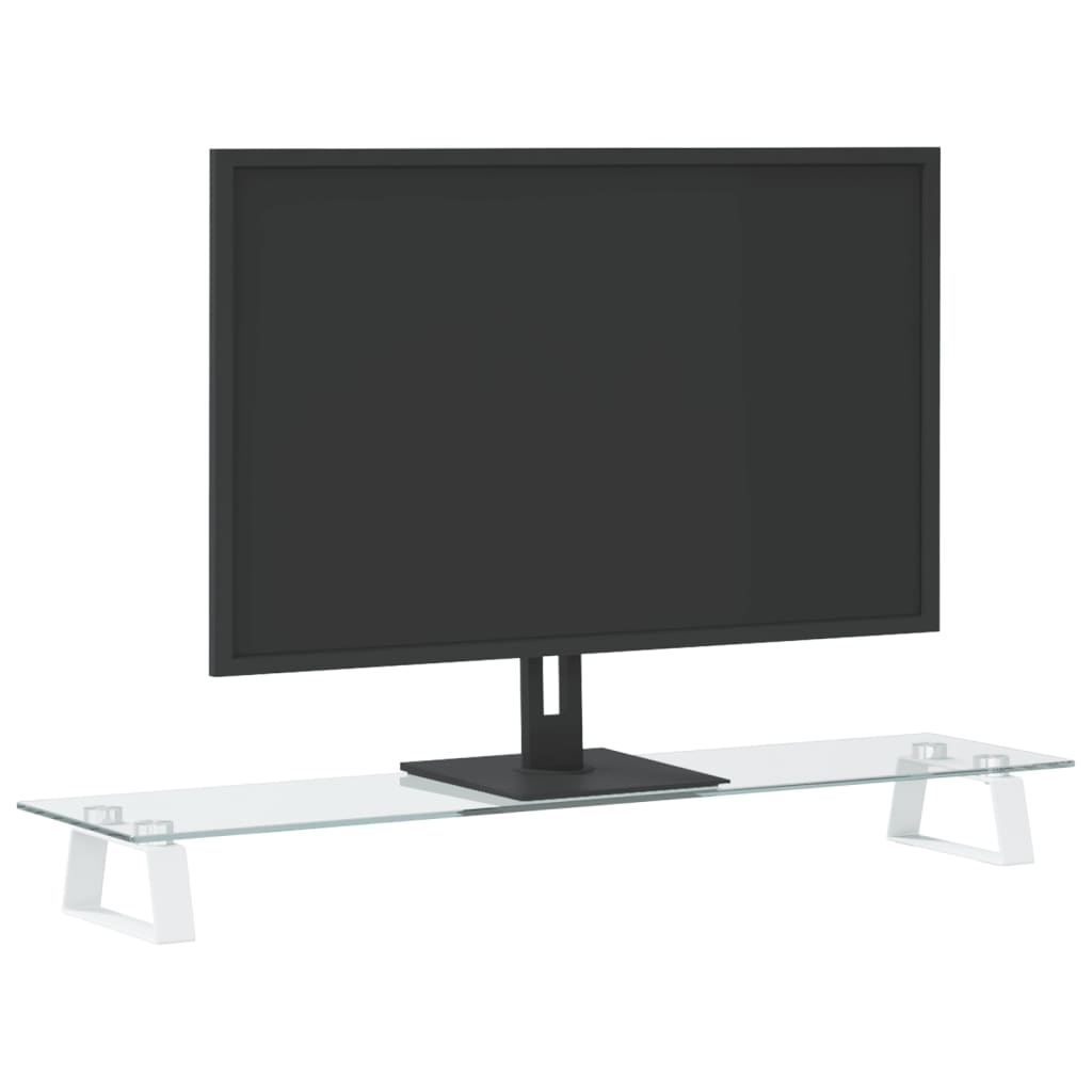 VidaXL Monitorstandaard 80x20x8 cm gehard glas en metaal wit