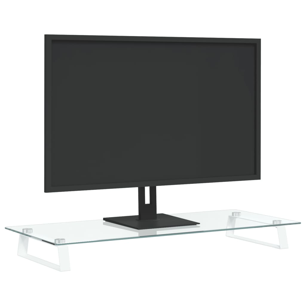 VidaXL Monitorstandaard 80x35x8 cm gehard glas en metaal wit