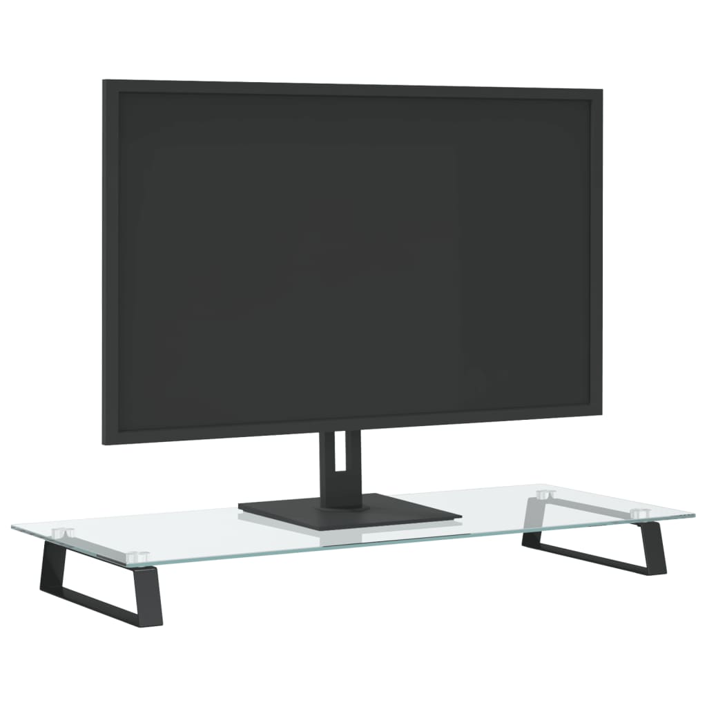 VidaXL Monitorstandaard 80x35x8 cm gehard glas en metaal zwart