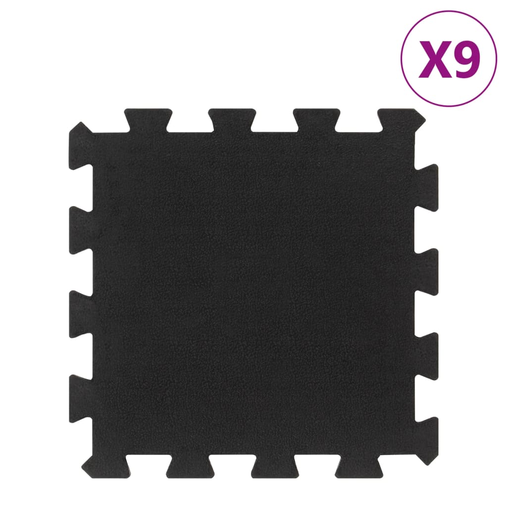 Carreaux de caoutchouc vidaxl 9 st 16 mm 30x30 cm noir