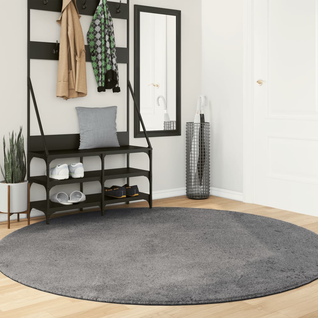 Vidaxl Rug Huarte Low -Pole Myk vaskbar Ø 200 cm Antracitt