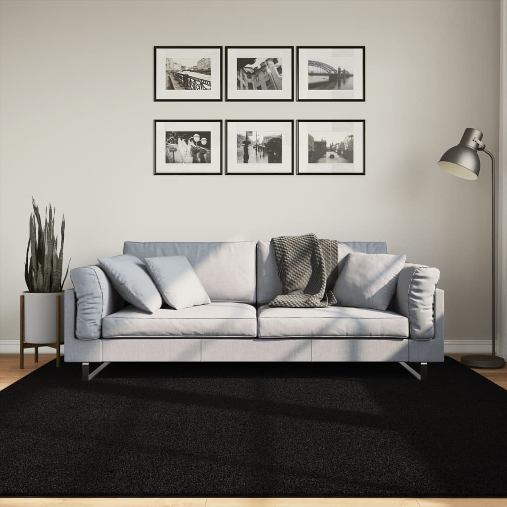 Vidaxl Rug Huarte Low -Pole Soft Washable 200x200 cm sort