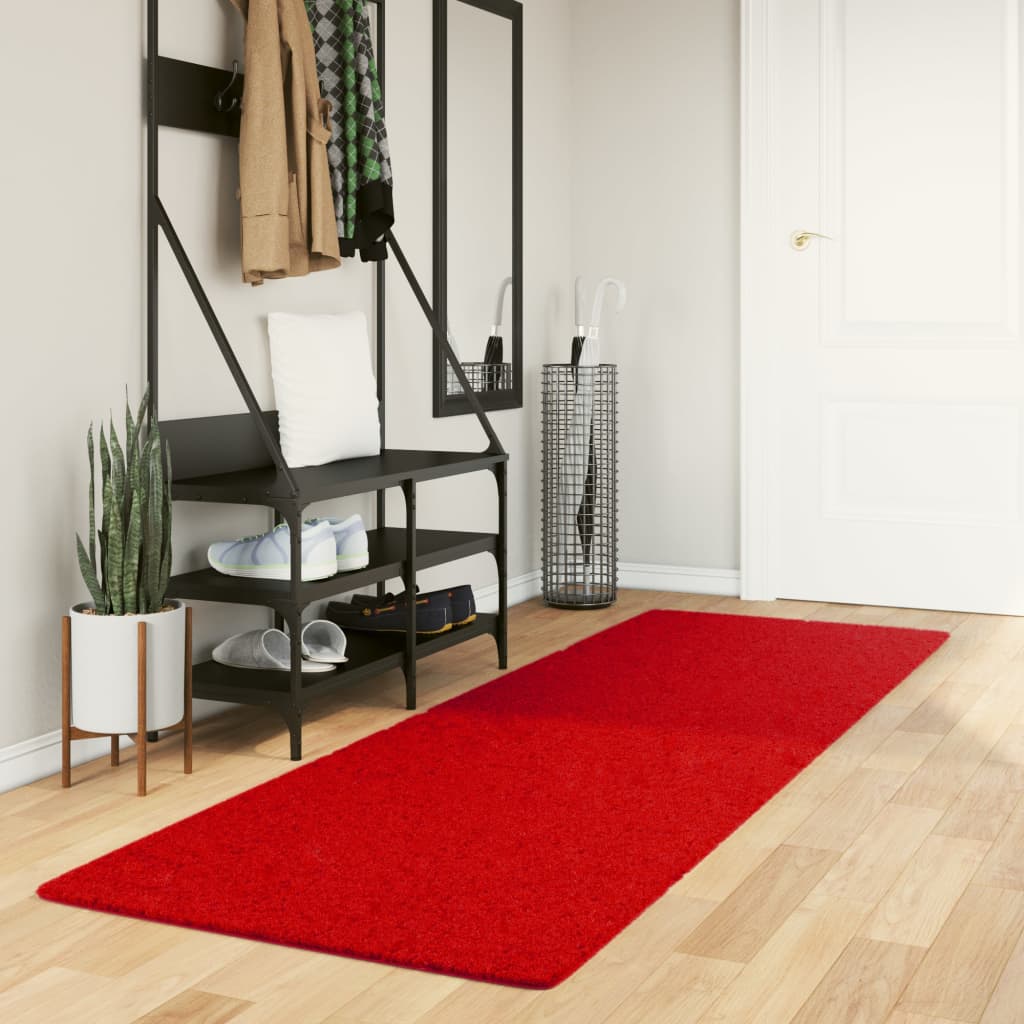 Tapis Vidaxl Huarte Low-Pole Soft Soft Washable 80x250 cm rouge