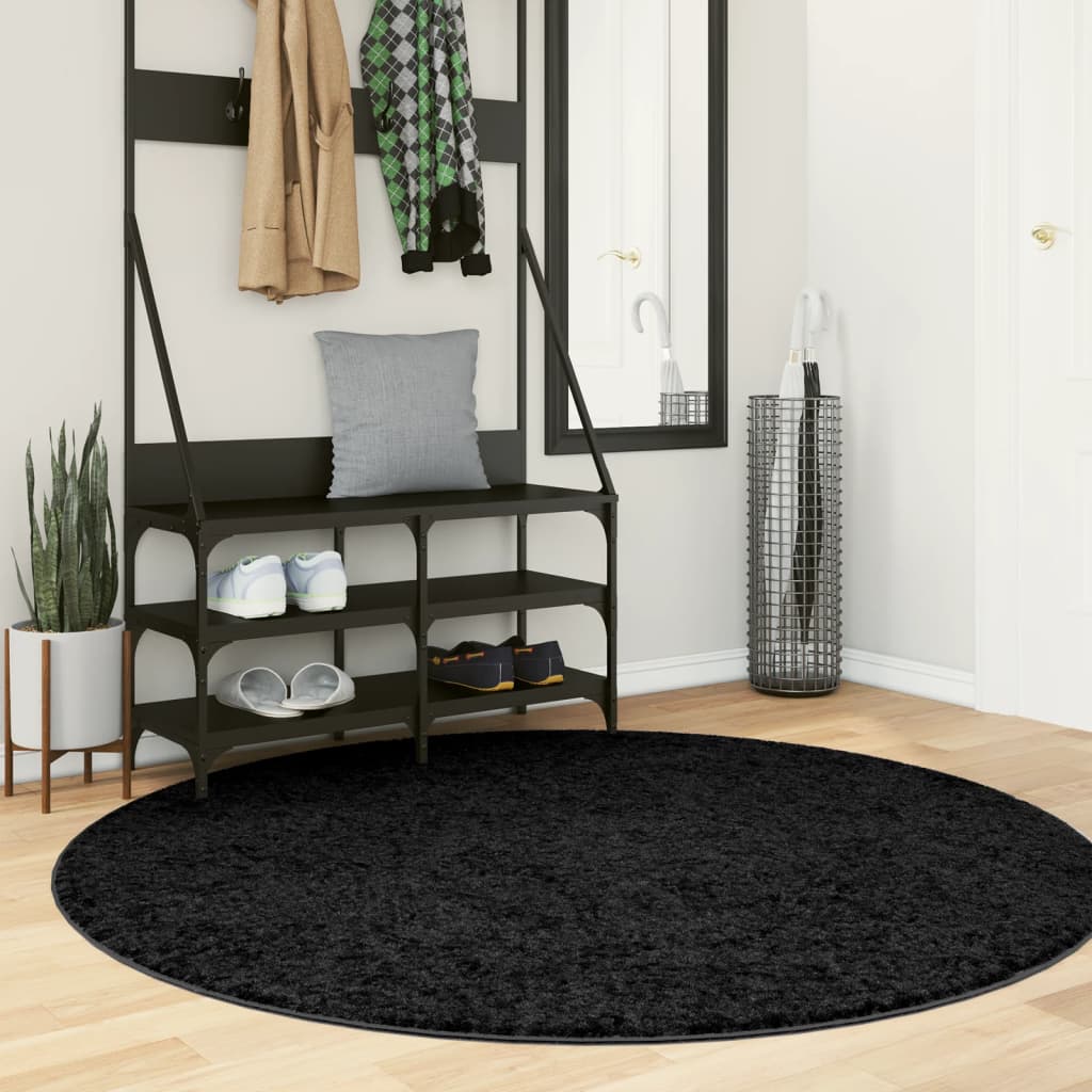 Vidaxl tapis Pampelune Shaggy très moderne Ø 160 cm noir