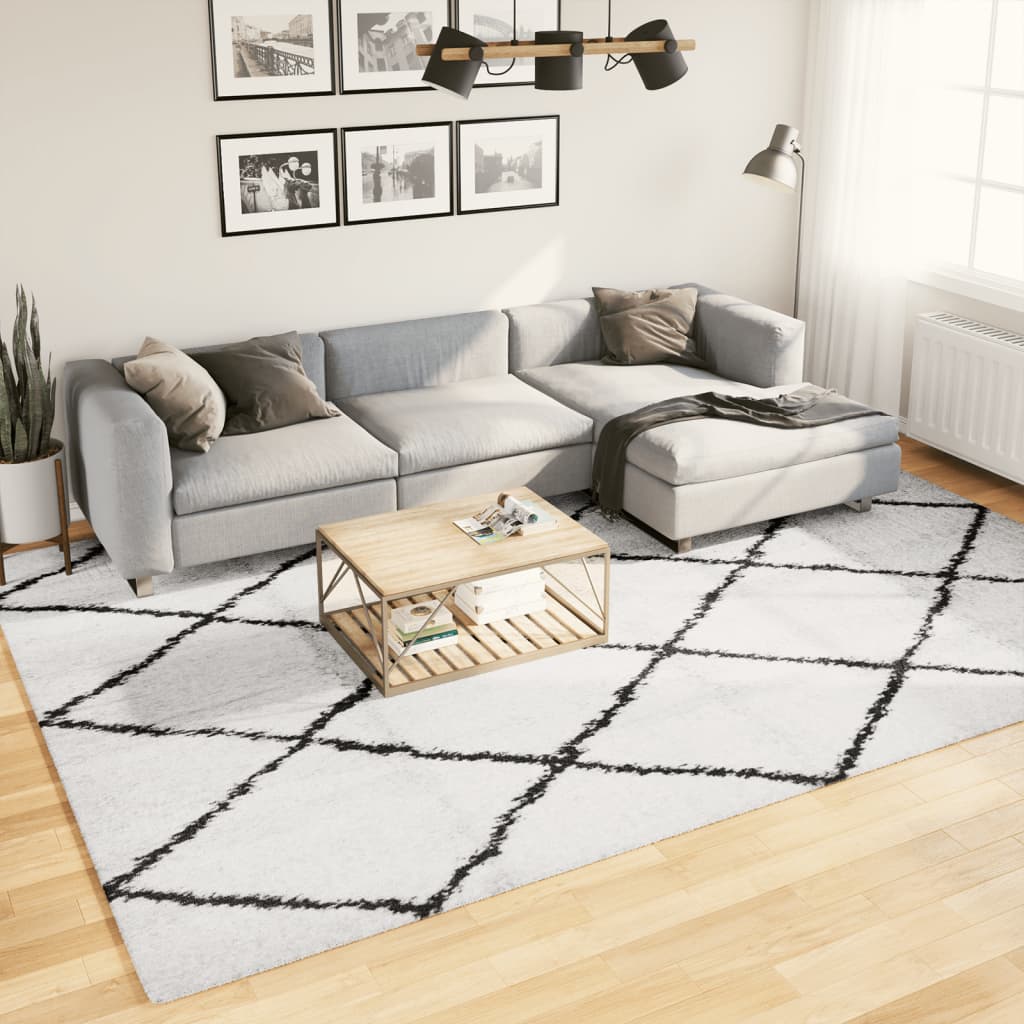 Vidaxl Rug Pamplona Shaggy visoko pol 240x340 cm smetana in črna