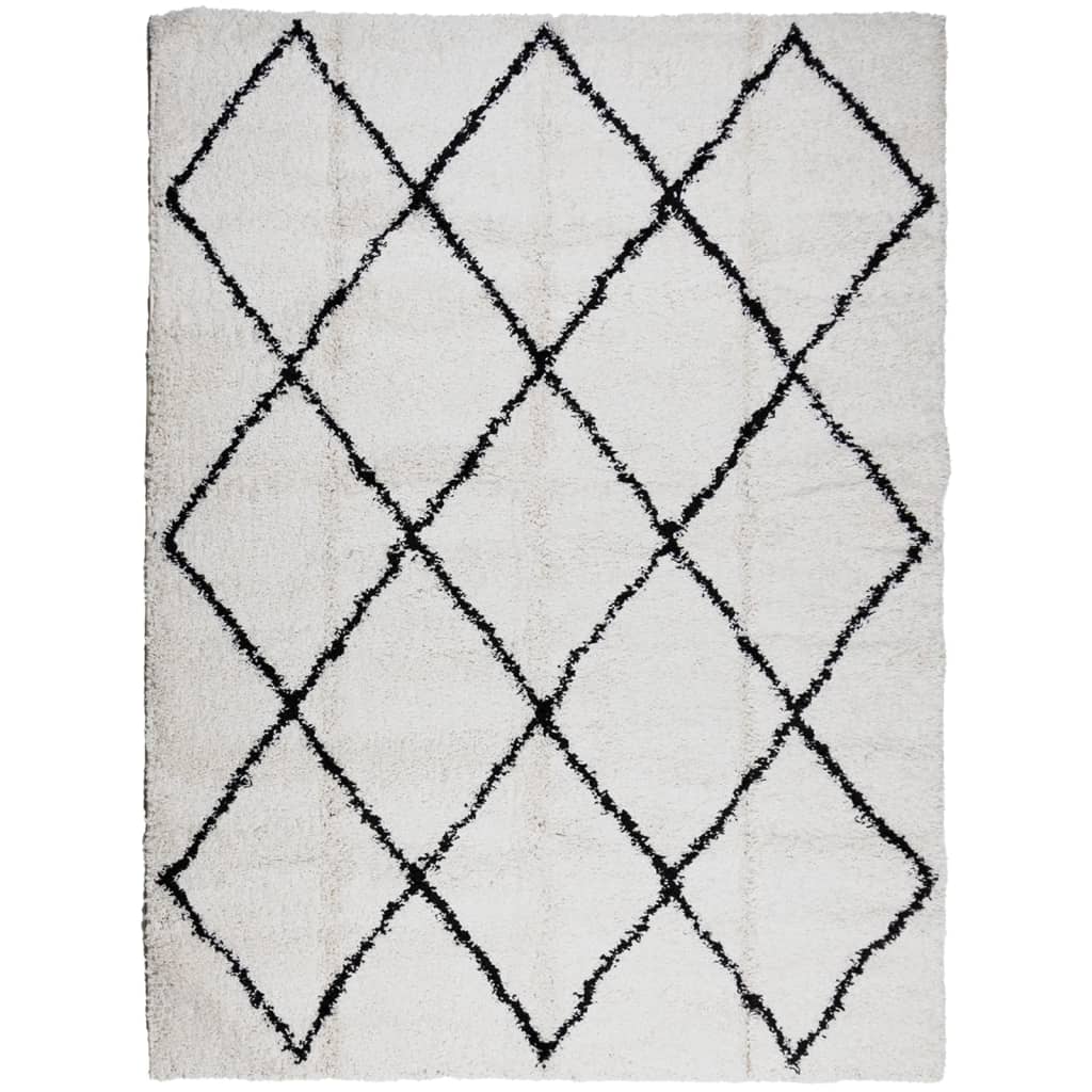 Vidaxl rug Paramploa Shamgy héich Pole 300x400 cm Crème a schwaarz