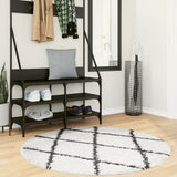 Vidaxl Rug Shaggy High Pile Modern Ø 120 cm Kremfarge og svart