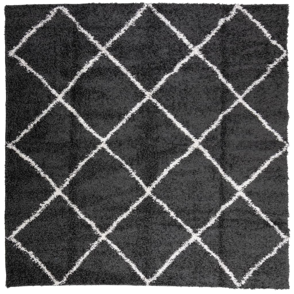 Vidaxl Rug Shaggy High Pile Modern 200x200 cm sort og fløde