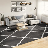 Vidaxl -mattan Shaggy High Pile Modern 300x400 cm svart och grädde