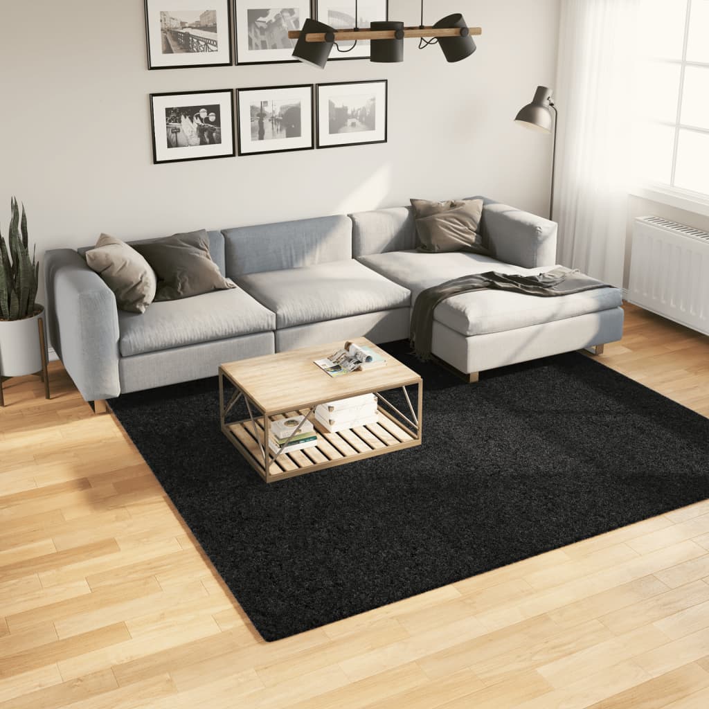 Vidaxl rug oviedo niddereg -pile 240x240 cm schwaarz