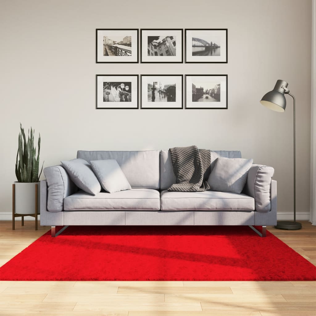 Tapis vidaxl Oviedo Low -Pile 160x160 cm rouge