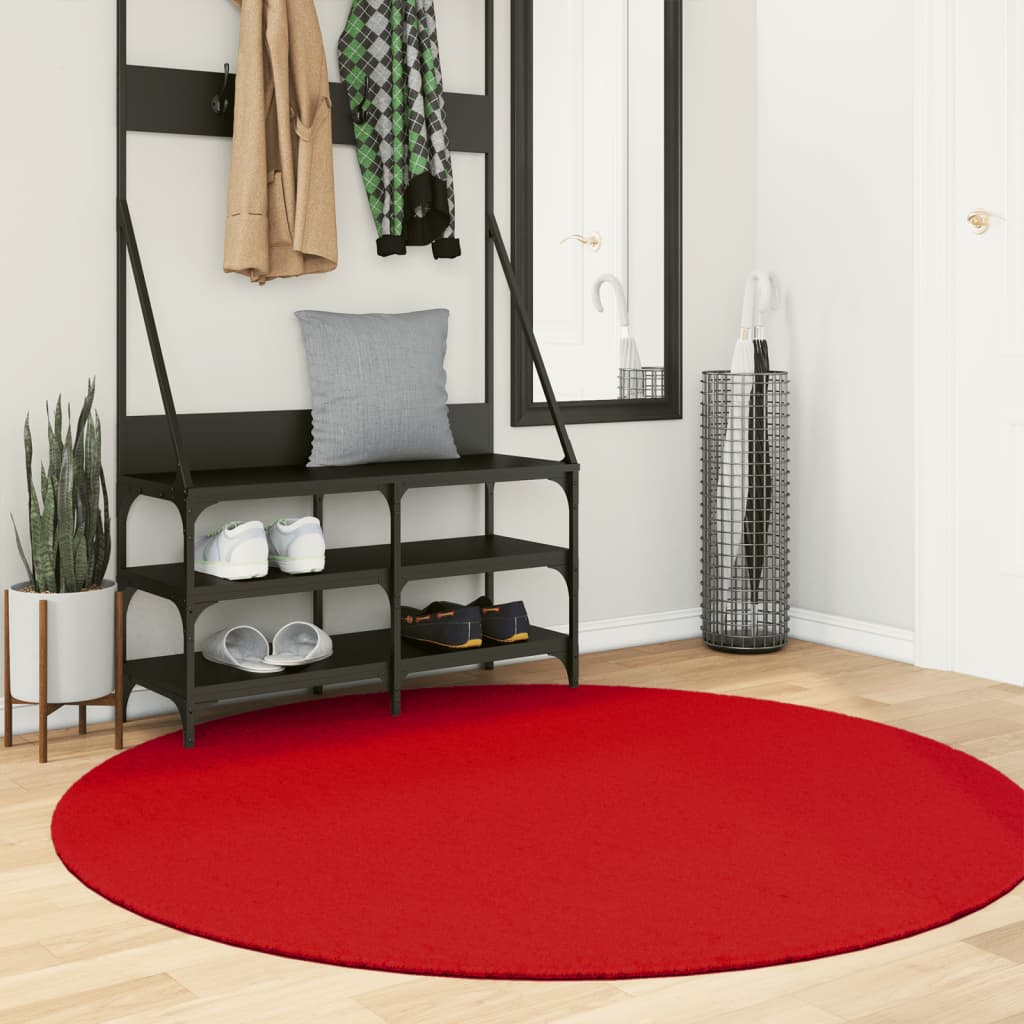 VidaXL Vloerkleed OVIEDO laagpolig Ø 160 cm rood