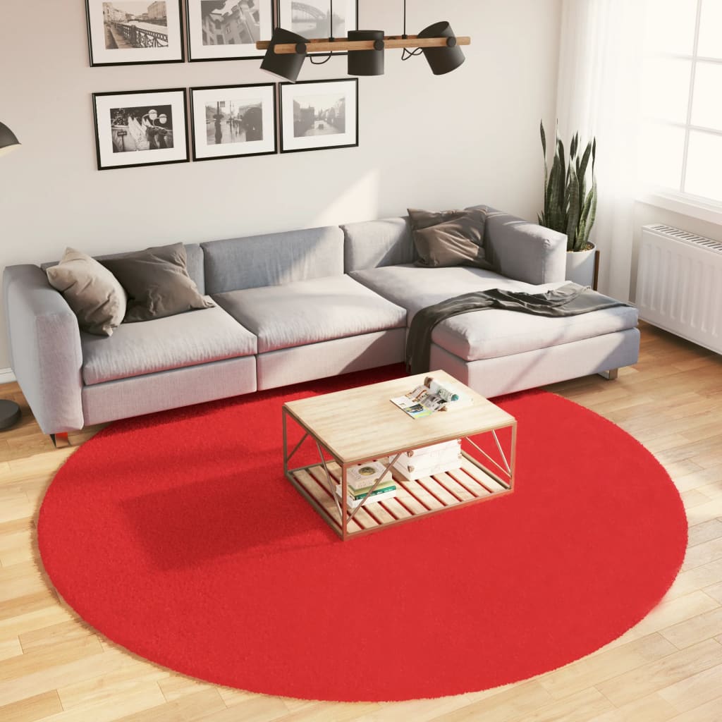 Tapis Vidaxl Oviedo Low -Pile Ø 240 cm rouge