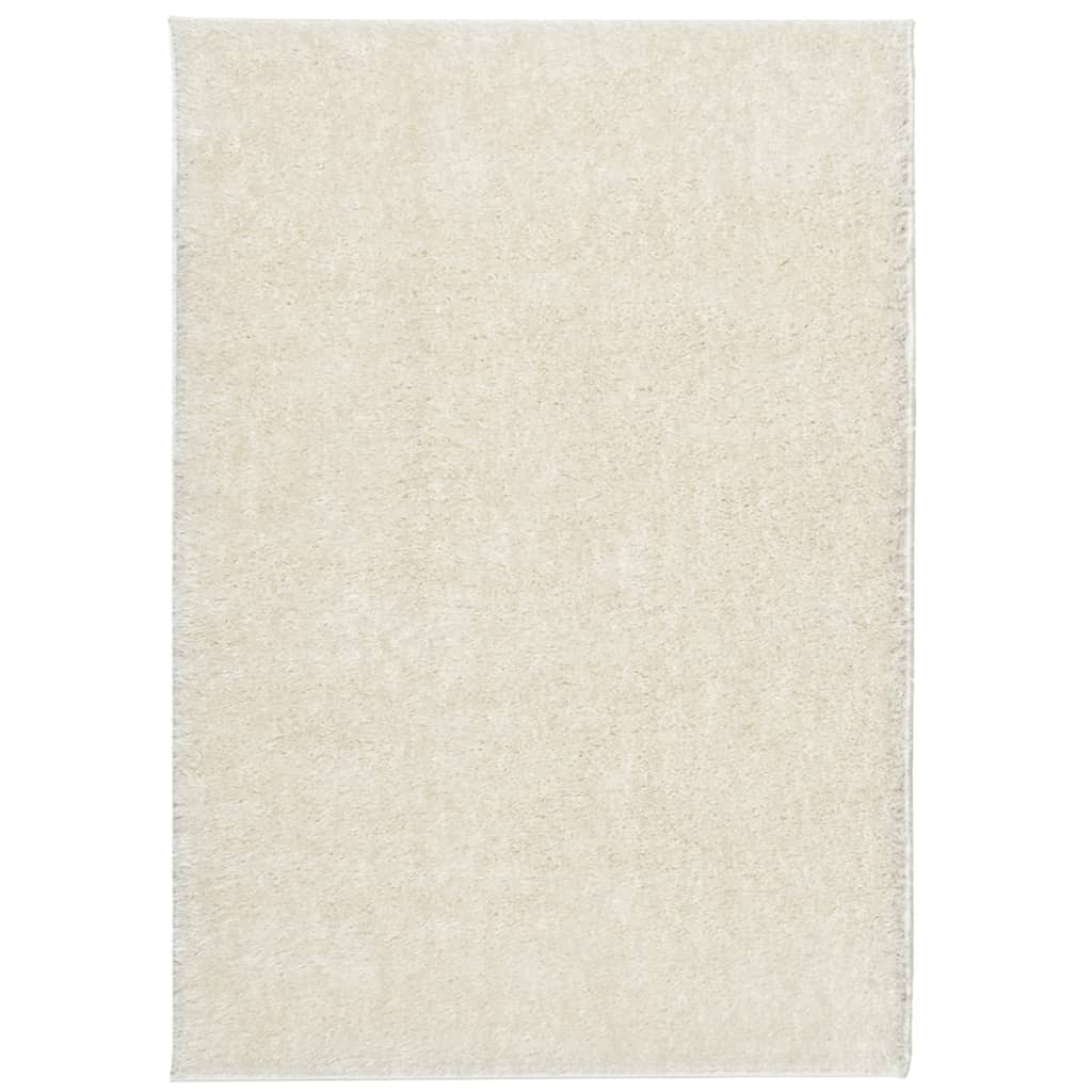 Vidaxl Rug istan héich Pile glänzend 120x170 cm Crème -Colored