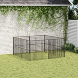 Vidaxl Dog Kennel 8 Paneler Powder -Coated Steel Black