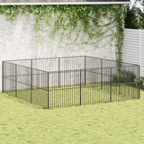 Vidaxl Dog Kennel 12 Paneler Powder -Coated Steel Black