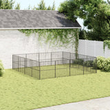 Vidaxl Dog Kennel 16 Panels Powder -Coated Steel Black