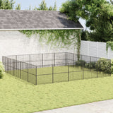 Vidaxl Dog Kennel 20 Panels Pulverlakkert stål svart