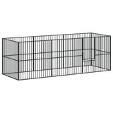 Vidaxl Dog Kennel 8 Paneler Powder -Coated Steel Black