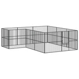 Vidaxl Dog Kennel 12 Panels Powder -Coated Steel Black