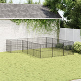 Vidaxl Dog Kennel 16 Panels Pulverlakkert stål svart