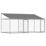 Vidaxl Dog Loft avec toit et portes 4x2x2 m Gray en acier galvanisé