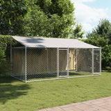 Vidaxl Dog Loft avec toit et portes 4x2x2 m Gray en acier galvanisé