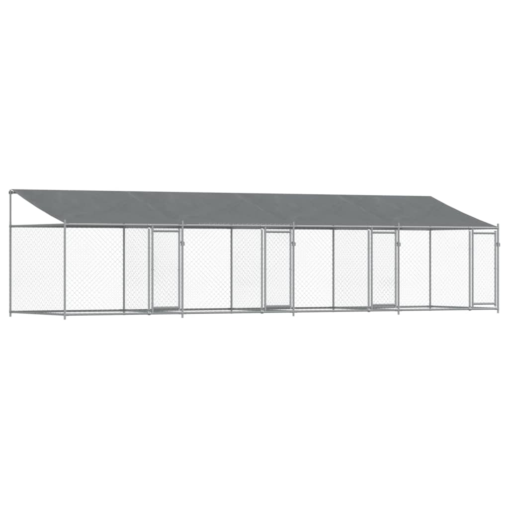 Vidaxl Dog Loft avec toit et portes 8x2x2 m Gray en acier galvanisé