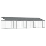 Vidaxl Dog Loft avec toit et portes 8x2x2 m Gray en acier galvanisé