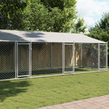 Vidaxl dog loft with roof and doors 8x2x2 m galvanized steel gray