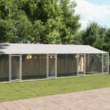 Vidaxl dog loft with roof and doors 10x2x2 m galvanized steel gray