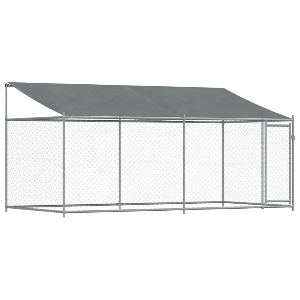 Vidaxl Loft con techo y puerta 4x2x2 M Galvanized Steel Grey