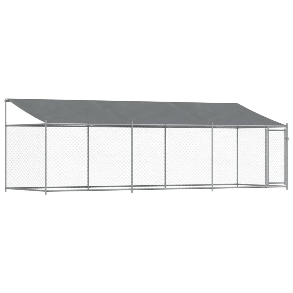 Vidaxl loft para perros con techo y puerta 6x2x2 M Galvanized Steel Grey