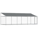 Vidaxl loft para perros con techo y puerta 6x2x2 M Galvanized Steel Grey