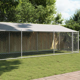 Vidaxl Dog Loft con techo y puerta 8x2x2 M Galvanized Steel Grey