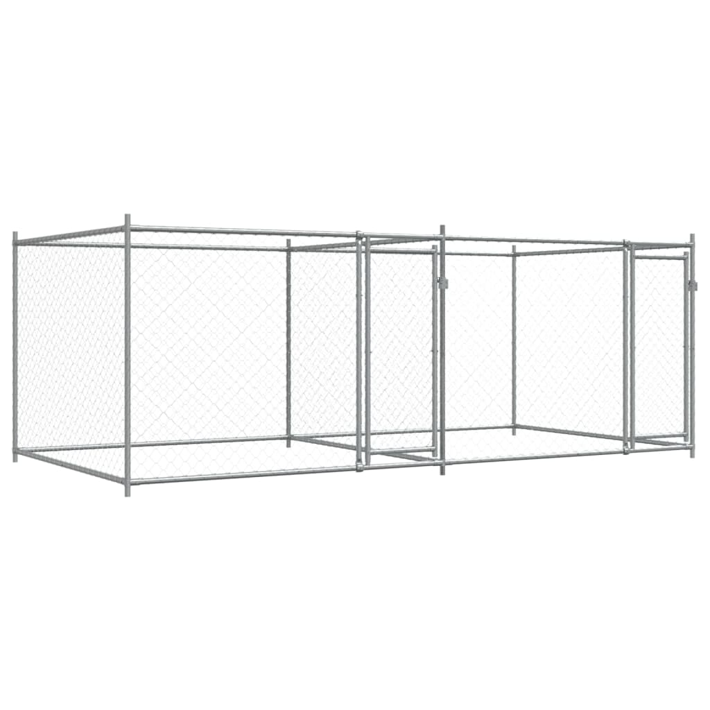 Vidaxl Dog Loft avec portes 4x2x1,5 m Gray en acier galvanisé