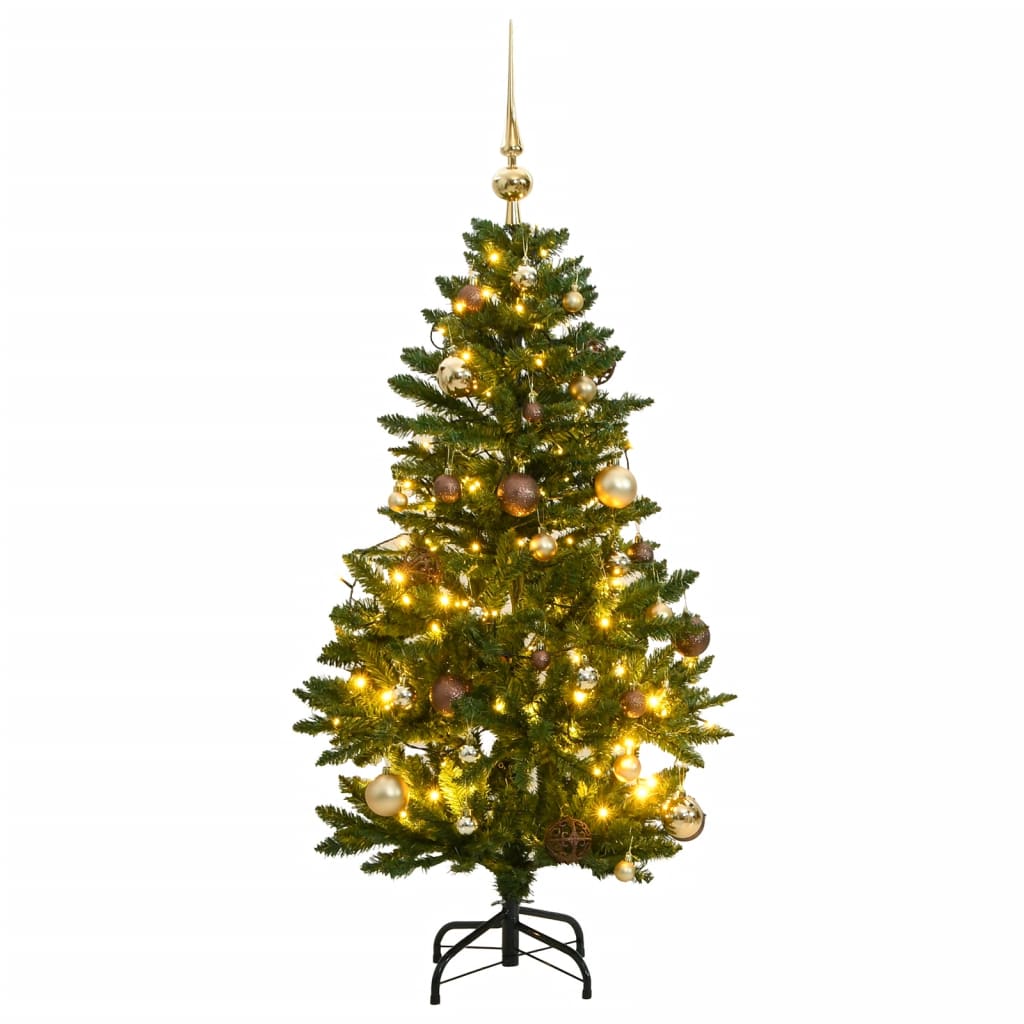 Vidaxl Kunstkerstboom s tečaji 150 LED in božične žoge 120 cm